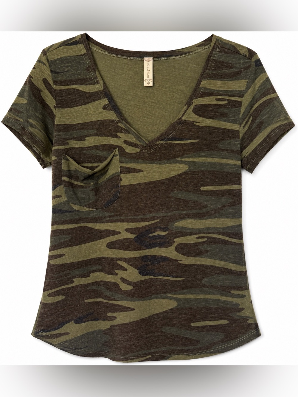Altar’d State V-Neck Camo Pocket Slub Tee- XL
